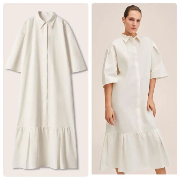 Mango Poplin Cotton Dress New - Picture 1 of 6